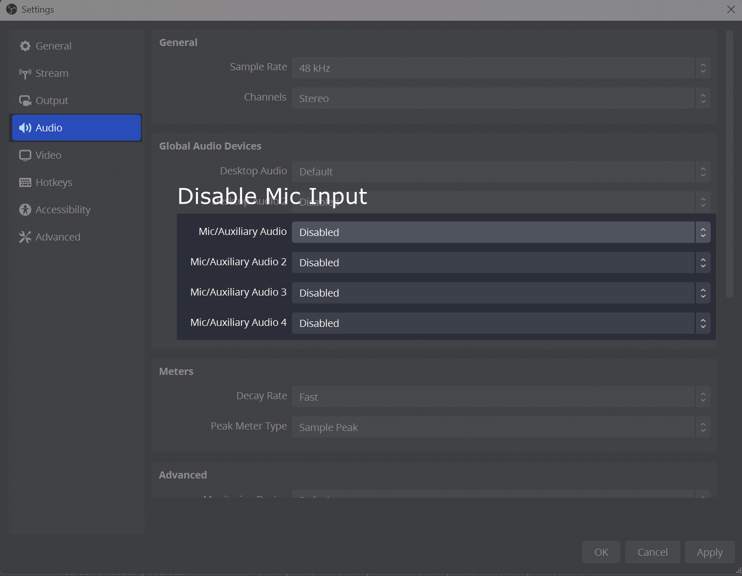 Configuration for Audio